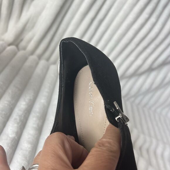 Calvin Klein Nastassia Suede Leather D'orsay Cutout Peep Toe Bootie Heels US 10 - Picture 12 of 15